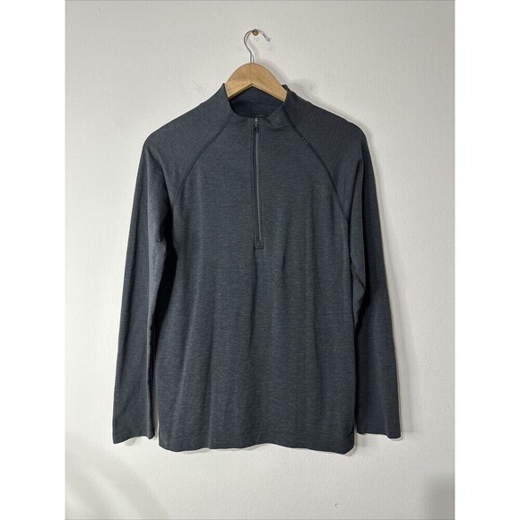 Lululemon Metal Vent Tech Sz M 1/2 Zip Pullover Long Sleeve Graphite Grey/ Black - Picture 1 of 6